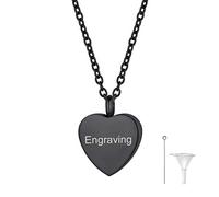 Richsteel Collana Urna Funeraria per Ceneri Placcato Oro/Nero/Acciaio Inossidabile，Collana Donna con Ciondolo Cuore Memoriale per Famiglia Animale Domestico con Kit di Riempimento