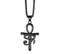 Richsteel Egiziano Ankh Collana Pendente Croce di Ankh dall'Egitto Acciaio Inossidabile/Oro/Nero Catena 55+5 cm Gioielli Africani Fantasia Regalo Originale per Donna Uomo Adolescente Ragazzi