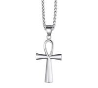 Richsteel Egiziano Ankh Collana Pendente Croce di Ankh dall'Egitto Acciaio Inossidabile/Oro/Nero Catena 55+5 cm Gioielli Africani Fantasia Regalo Originale per Donna Uomo Adolescente Ragazzi