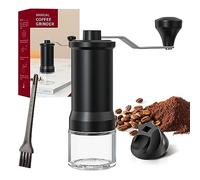 RICHSUM Macinacaffè Manuale - Macinino a Macina Regolabile con Base di Vetro Rinforzato - Eleganza Retrò Perfetto per Espresso, Goccia e Versamento