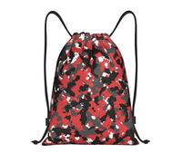 Richugui Rosso, nero e grigio camou flage modello Camo coulisse Bag Bloodshot Camouflage rosso Urban Gym Bag Sport Zaino leggero impermeabile borsa per uomo donna Outdoor Gym Sport, Nero , Taglia