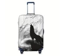 Richugui Thunder and Lightning Sfondo Lupo Ululante Copertura per bagagli Elastico, Lavabile Elasticizzato Valigia da Viaggio Protezione Antigraffio per Bambini e Adulti, Lupo, S, Per uso