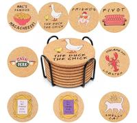 Richunie 9 Pezzi Friends Sottobicchieri, Friends Merchandise, Sottobicchieri in Sughero per Bevande, Friends Bevande Sottobicchiere con Supporto, Friend TV Show Regali per le Donne（10 * 10 * 0.6cm）