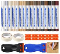 Richunie Stucco per Legno Riempitivo 16 Colori , Stucco per Legno, Stucco Legno, Stucco per Marmo, Kit Riparazione Piastrelle, Set di Cera per Legno per Laminato, Legno, PVC, Piastrelle