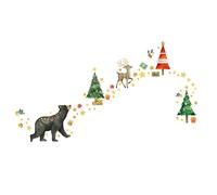 RichVibe Adesivi da parete con orso, cervo, albero di Natale, decorazione da parete per la casa