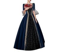 Richymfa Abito Medievale Donna Rinascimentale Elegante Abito da Donna con Maniche Svasate Vintage Costume Gotico Lungo Verde Curvy Costumi Medioevo Regina Vittoriana per Carnevale