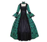 Richymfa Abito Medievale Donna Rinascimentale Vintage Abito Cerimonia con Maniche a Tromba Curvy Vestito da Cerimonia Lungo Verde Elegante Costumi Medioevo Regina Vittoriana per Carnevale