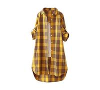 Richymfa Camicia a Quadri Donna Elegante Cotone, Camicia Country Manica Lunga Casual Camicia Scozzese Flanella Oversize Camicette Button Down Bluse e Camicie Stile Boyfriend Taglie Forti