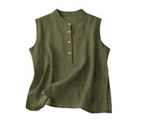 Richymfa Canotta Donna Estiva in Lino Elegante Camicette Spalla Larga Comoda Base Tank Top Canottiera Leggero Camicia Senza Maniche Tinta Unita Blusa Casual Taglie Forti Tops da Spiaggia