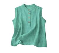 Richymfa Canotta Donna Estiva in Lino Elegante Camicette Spalla Larga Comoda Base Tank Top Canottiera Leggero Camicia Senza Maniche Tinta Unita Blusa Casual Taglie Forti Tops da Spiaggia