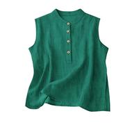 Richymfa Canotta Donna Estiva in Lino Elegante Camicette Spalla Larga Comoda Base Tank Top Canottiera Leggero Camicia Senza Maniche Tinta Unita Blusa Casual Taglie Forti Tops da Spiaggia