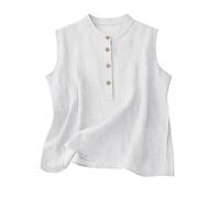 Richymfa Canotta Donna Estiva in Lino Elegante Camicette Spalla Larga Comoda Base Tank Top Canottiera Leggero Camicia Senza Maniche Tinta Unita Blusa Casual Taglie Forti Tops da Spiaggia