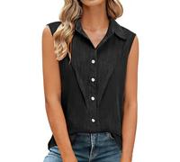 Richymfa Canotta Donna Estiva in Lino Elegante Canottiera Spalla Larga Tank Top Scollo a V Leggera e Comoda Camicia Senza Maniche con Bottoni Tinta Unita Casual Blusa da Spiaggia Taglie Forti