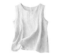 Richymfa Canotta Donna in Lino Estiva Elegante Camicette Senza Maniche Spalla Larga Base Tank Top Canottiera Leggera e Comoda Camicia Tinta Unita Casual Taglie Forti Blusa Tops da Spiaggia
