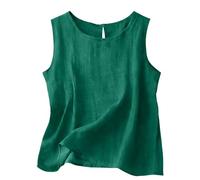 Richymfa Canotta Donna in Lino Estiva Elegante Camicette Senza Maniche Spalla Larga Base Tank Top Canottiera Leggera e Comoda Camicia Tinta Unita Casual Taglie Forti Blusa Tops da Spiaggia
