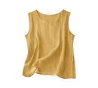Richymfa Canotta Donna Lino Estiva Camicia Elegante Senza Maniche Spalla Larga Tank Top Leggero Oversize Canottiera Casual Tinta Unita Blusa di Lino Taglie Forti Sportivo Palestra