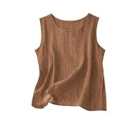 Richymfa Canotta Donna Lino Estiva Camicia Elegante Senza Maniche Spalla Larga Tank Top Leggero Oversize Canottiera Casual Tinta Unita Blusa di Lino Taglie Forti Sportivo Palestra