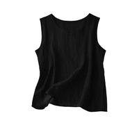 Richymfa Canotta Donna Lino Estiva Camicia Elegante Senza Maniche Spalla Larga Tank Top Leggero Oversize Canottiera Casual Tinta Unita Blusa di Lino Taglie Forti Sportivo Palestra