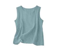 Richymfa Canotta Donna Lino Estiva Camicia Elegante Senza Maniche Spalla Larga Tank Top Leggero Oversize Canottiera Casual Tinta Unita Blusa di Lino Taglie Forti Sportivo Palestra