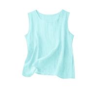 Richymfa Canotta Donna Lino Estiva Camicia Elegante Senza Maniche Spalla Larga Tank Top Leggero Oversize Canottiera Casual Tinta Unita Blusa di Lino Taglie Forti Sportivo Palestra
