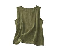 Richymfa Canotta Donna Lino Estiva Camicia Elegante Senza Maniche Spalla Larga Tank Top Leggero Oversize Canottiera Casual Tinta Unita Blusa di Lino Taglie Forti Sportivo Palestra