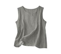 Richymfa Canotta Donna Lino Estiva Camicia Elegante Senza Maniche Spalla Larga Tank Top Leggero Oversize Canottiera Casual Tinta Unita Blusa di Lino Taglie Forti Sportivo Palestra