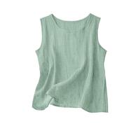 Richymfa Canotta Donna Lino Estiva Camicia Elegante Senza Maniche Spalla Larga Tank Top Leggero Oversize Canottiera Casual Tinta Unita Blusa di Lino Taglie Forti Sportivo Palestra