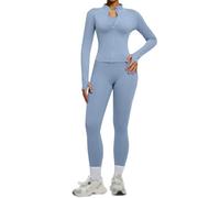 Richymfa Completo Palestra Donna 2 PCS Set da Abbigliamento Sportivo da Palestra Top e Legging Anticellulite a Vita Alta Senza Cuciture Giacca a Zipper Tuta Yoga Completa Fitness Gym Jogging