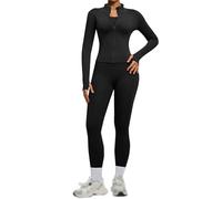 Richymfa Completo Palestra Donna 2 PCS Set da Abbigliamento Sportivo da Palestra Top e Legging Anticellulite a Vita Alta Senza Cuciture Giacca a Zipper Tuta Yoga Completa Fitness Gym Jogging
