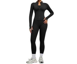 Richymfa Completo Palestra Donna 2 PCS Set da Abbigliamento Sportivo da Palestra Top e Legging Anticellulite a Vita Alta Senza Cuciture Giacca a Zipper Tuta Yoga Completa Fitness Gym Jogging