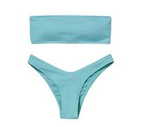 Richymfa Costume Mare Due Pezzi Donna Fascia Senza Spalline Bikini Triangolo Imbottito Costumi da Bagno Perizoma a Vita Bassa Sexy Costume Piscina Brasiliana Push Up Set Bikini da Spiaggia Beachwear