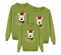 Richymfa Felpa Natale Famiglia Set Manica Lunga, Camicia Natalizie Comodo Maglietta Christmas Rosse Set di Famiglia Pullover Invernale Maglie con Stampa T-Shirt per papà Mamma Bambini