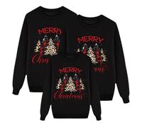 Richymfa Felpa Natalizia Famiglia, Maglioni Natale Famiglia per Donna Uomo Bambino Manica Lunga con Stampa Babbo Senza Cappuccio Girocollo Invernale Sweatshirt Coordinate Natalizi Set