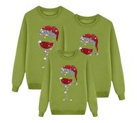 Richymfa Felpe Natale Famiglia Senza Cappuccio, Maglie Natalizi Morbido Camicia Christmas Personalizzate Set di Famiglia Pullover Comodo Maglione Rosse T-Shirt per papà Mamma Bambino Bambina