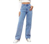 Richymfa Jeans Larghi Donna Vita Alta Baggy, Jeans a Gamba Larga Taglie Forti Pantalone Basic Gamba Dritta Eleganti Pantaloni Denim Casual Y2k e Ragazza Streetwear Pants con Tasche alla Moda