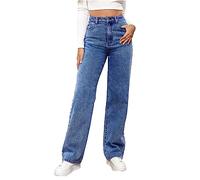 Richymfa Jeans Larghi Donna Vita Alta Baggy, Jeans a Gamba Larga Taglie Forti Pantalone Basic Gamba Dritta Eleganti Pantaloni Denim Casual Y2k e Ragazza Streetwear Pants con Tasche alla Moda