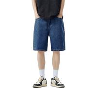 Richymfa Pantaloncini Jeans da Uomo Estivi Baggy Pantaloni Corti Gamba Dritta semplicità Vintage Lavati Salopette da Uomo Short Sottili Bermuda Pantaloncini Y2K per Il Tempo Libero all'aperto 2025
