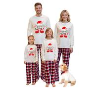 Richymfa Pigiama Natalizio Famiglia Morbida Pyjamas Natalizio per Tutta La Famiglia Comodo 2 Pezzi Maniche Lunghe Top e Pantaloni Scozzesi Alci Completo di Capodanno Divertenti per Donna Uomo Bambini