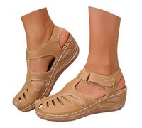 Richymfa Scarpe Donna Sandali Ortopedici Comode, Sandali Estivi Mare Eleganti Antiscivolo Scarpe con Zeppa Traspiranti Moda Ciabatta da Passeggio Leggere Shoes Gomma Outdoor Casa Vintage