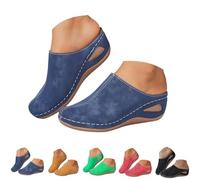 Richymfa Scarpe Donna Sandali Ortopedici Estivi, Ciabatte Chiuse Comode Morbida Sandali con Zeppa Traspiranti Gomma Ciabatta da Passeggio Eleganti Sandalo Comodi per Casa Città e Tempo Libero