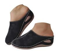 Richymfa Scarpe Donna Sandali Ortopedici Estivi, Ciabatte Chiuse Comode Morbida Sandali con Zeppa Traspiranti Gomma Ciabatta da Passeggio Eleganti Sandalo Comodi per Casa Città e Tempo Libero