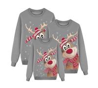 Richymfa Set di Felpa Natalizi per Famiglie, Maglione Manica Lunga Girocollo Felpe Famiglia Natale Invernale Maglietta Renna Rosso Moda Sweatshirt Natalizio per papà Mamma Bambini