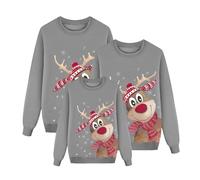 Richymfa Set di Felpa Natalizi per Famiglie, Maglione Manica Lunga Girocollo Felpe Famiglia Natale Invernale Maglietta Renna Rosso Moda Sweatshirt Natalizio per papà Mamma Bambini