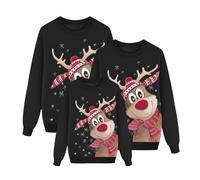 Richymfa Set di Felpa Natalizi per Famiglie, Maglione Manica Lunga Girocollo Felpe Famiglia Natale Invernale Maglietta Renna Rosso Moda Sweatshirt Natalizio per papà Mamma Bambini