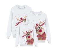 Richymfa Set di Felpa Natalizi per Famiglie, Maglione Manica Lunga Girocollo Felpe Famiglia Natale Invernale Maglietta Renna Rosso Moda Sweatshirt Natalizio per papà Mamma Bambini