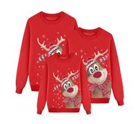 Richymfa Set di Felpa Natalizi per Famiglie, Maglione Manica Lunga Girocollo Felpe Famiglia Natale Invernale Maglietta Renna Rosso Moda Sweatshirt Natalizio per papà Mamma Bambini