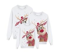 Richymfa Set di Felpa Natalizi per Famiglie, Maglione Manica Lunga Girocollo Felpe Famiglia Natale Invernale Maglietta Renna Rosso Moda Sweatshirt Natalizio per papà Mamma Bambini