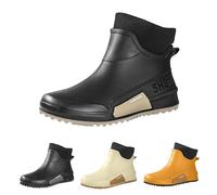 Richymfa Stivali Gomma Donna Pioggia Antivento Leggere, Scarpe con Pelo Antiscivolo Tinta Unita Stivaletto Outdoor da Lavoro Rain Boots Resistenti Colorati Stivali Impermeabili Donna Comodi
