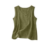 Richymfa Top a Canotta in Lino Estiva Elegante Canottiera Spalla Larga Tank Top Leggera e Comoda Oversize Camicia Senza Maniche Tinta Unita Casual Blusa di Lino Taglie Forti Sportivo Palestra