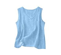 Richymfa Top a Canotta in Lino Estiva Elegante Canottiera Spalla Larga Tank Top Leggera e Comoda Oversize Camicia Senza Maniche Tinta Unita Casual Blusa di Lino Taglie Forti Sportivo Palestra